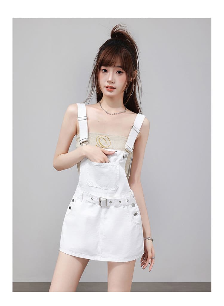 아메리칸 카키 데님 멜빵 치마바지 여성 여름 새로운 루즈핏 슬림해 보이는 다용도 디자인 센스 캐주얼 짧은 바지 트렌디 상세 이미지 30