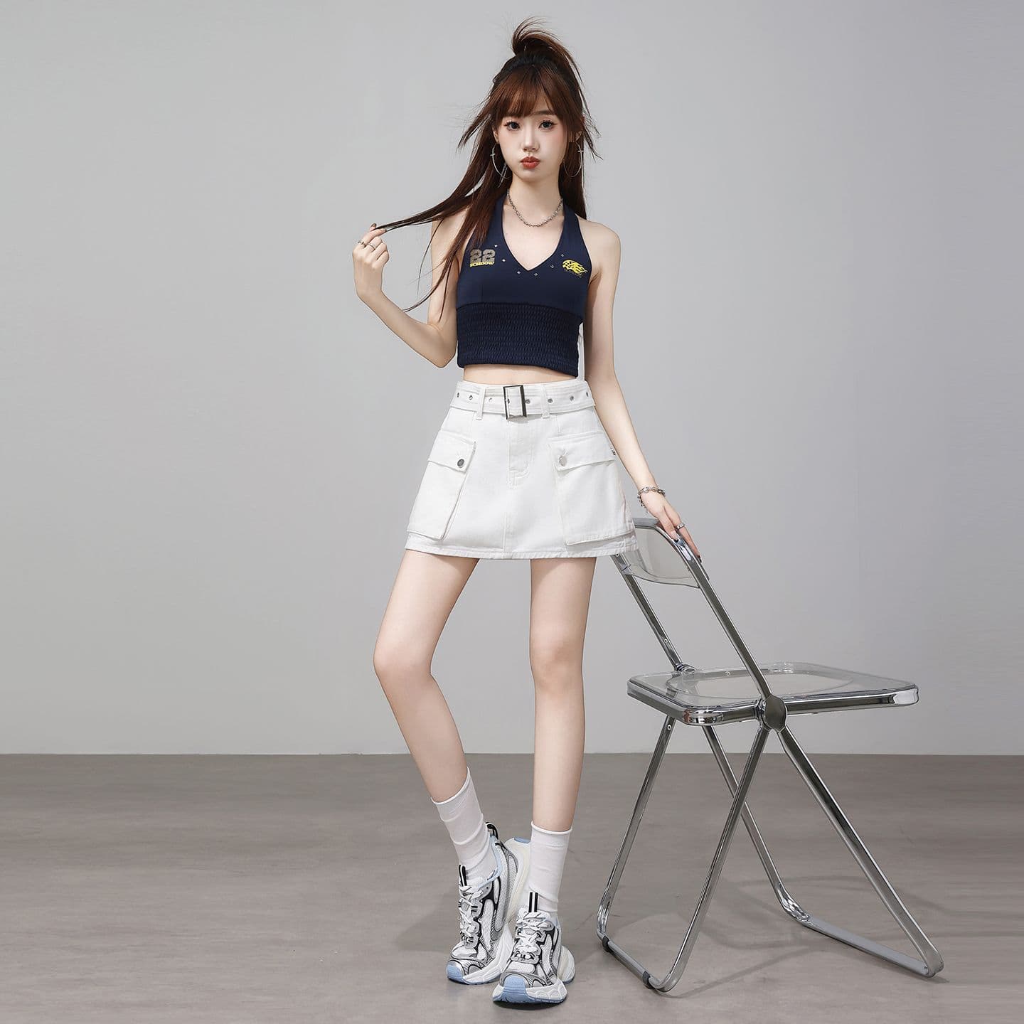 데님 짧은 바지 여성 여름 2026 년 새로운 얇은 스타일 패션 핫걸 슬림해 보이는 루즈핏 하이웨이스트 스트레이트 워크웨어 바지 이미지 5