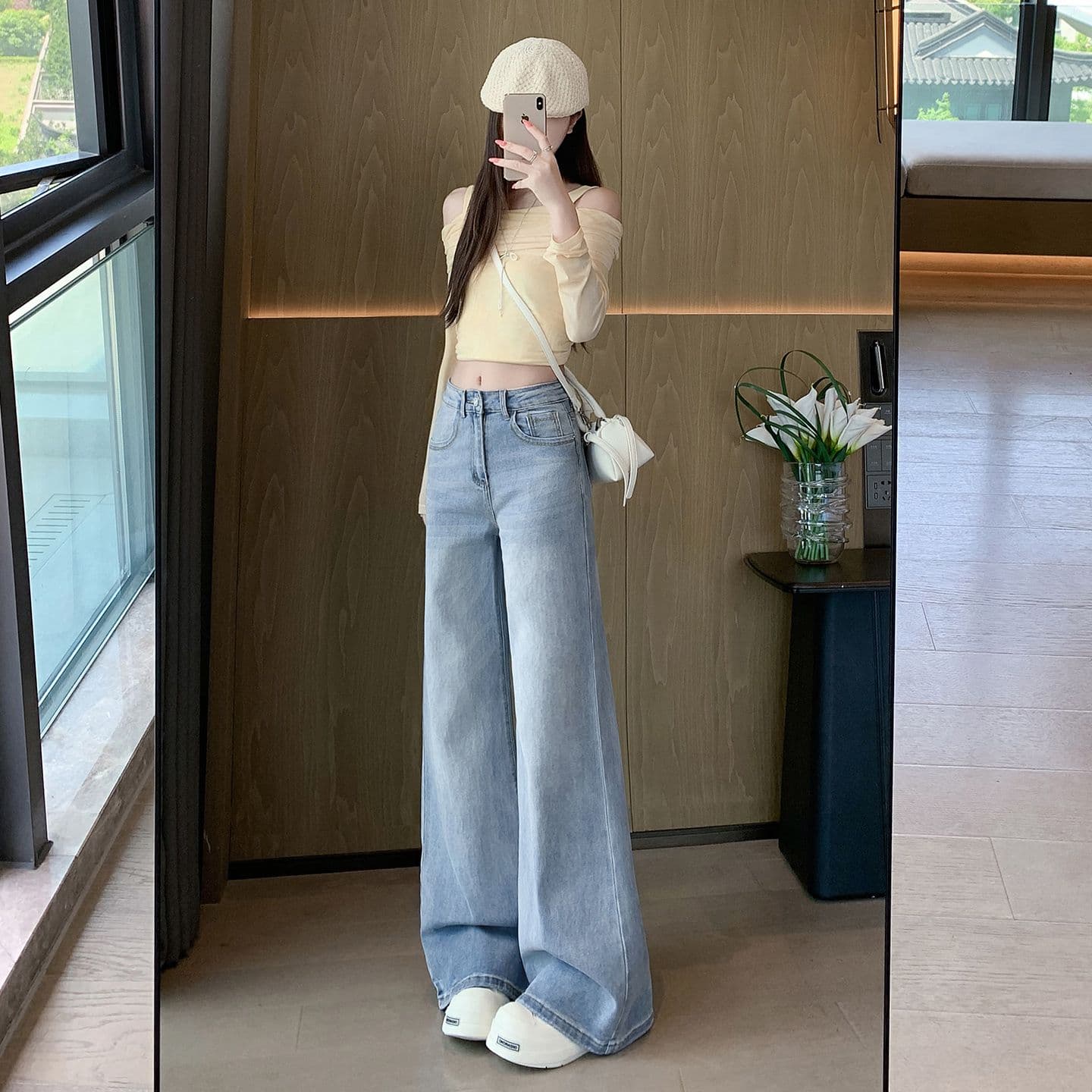 얼음 블루 부츠컷 청바지 여성 봄 여름 새로운 키 큰 남자 아니요 막대기 다리 도루 센스 로우 웨이스트 나팔 바지 핫걸 슬림해 보이는 이미지 3