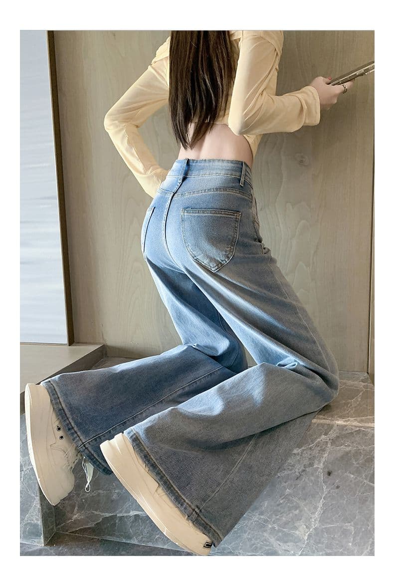 얼음 블루 부츠컷 청바지 여성 봄 여름 새로운 키 큰 남자 아니요 막대기 다리 도루 센스 로우 웨이스트 나팔 바지 핫걸 슬림해 보이는 상세 이미지 17