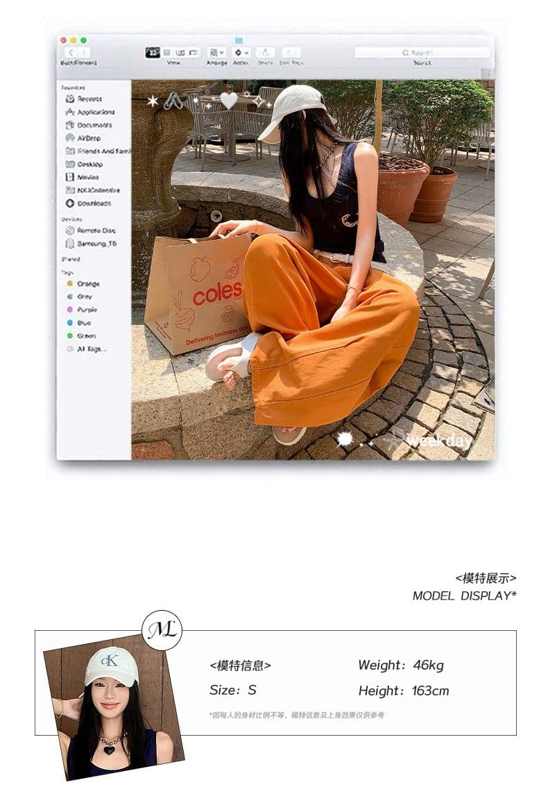 아메리칸 레트로 모통이 칼 3 차원 자르기 루즈핏 넓은 다리 청바지 여성 상세 이미지 6