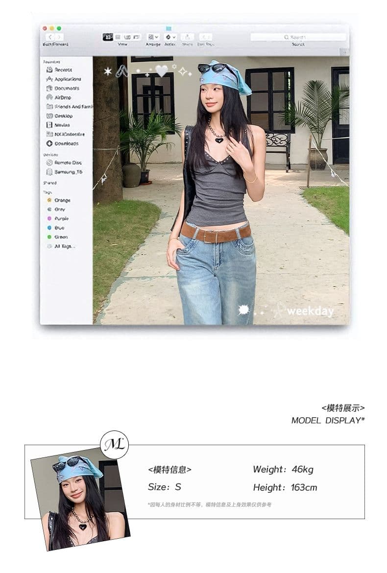 아메리칸 레트로 해체 디자인 루즈핏 나팔 넓은 다리 청바지 여성 상세 이미지 6