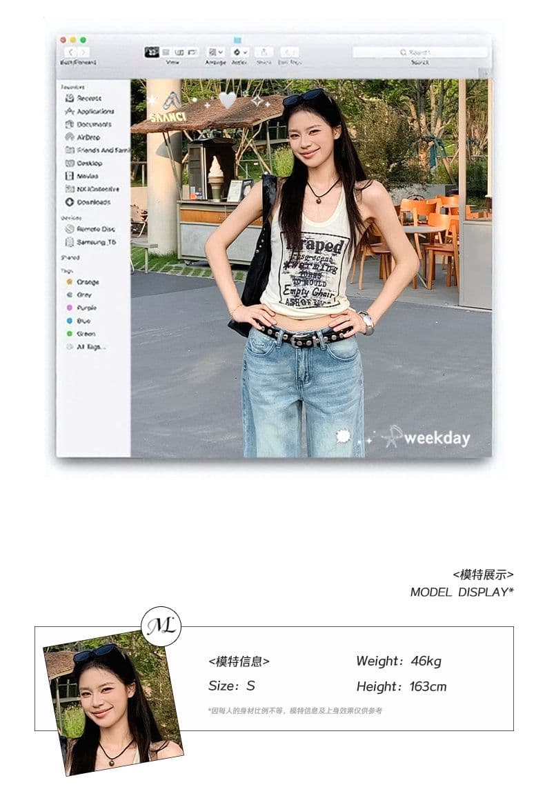 아메리칸 레트로 워시 물 마 오래된 로우 웨이스트 루즈핏 넓은 다리 청바지 여성 상세 이미지 6