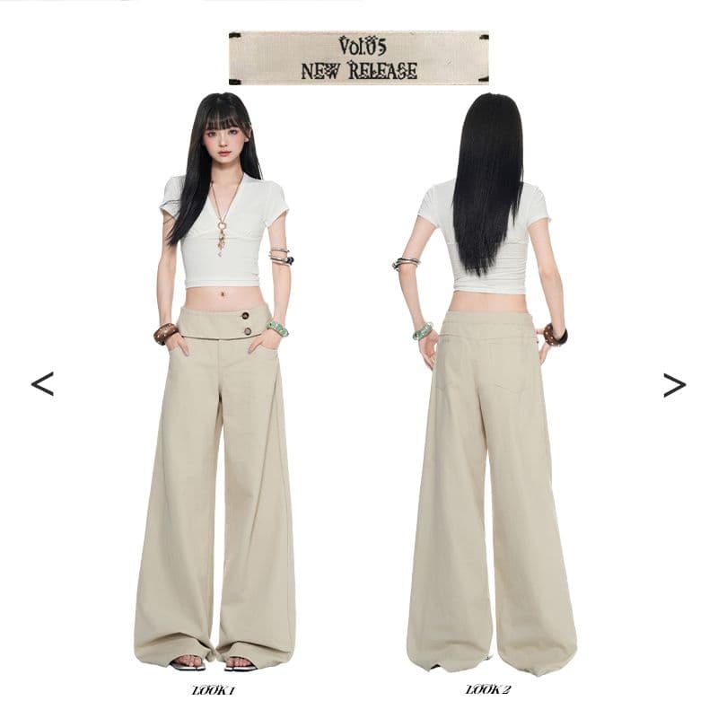아메리칸 레트로 더블 버클 허리 머리 표지 넓적 다리 캐주얼 루즈핏 넓은 다리 청바지 여성 상세 이미지 2