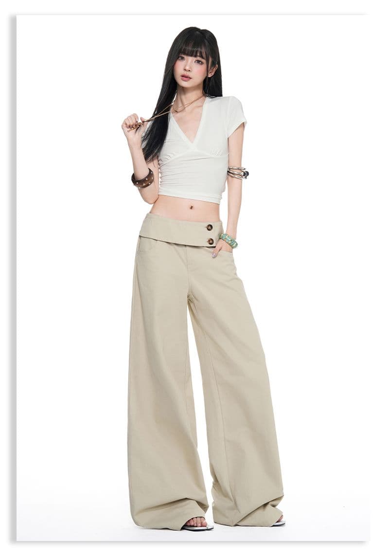 아메리칸 레트로 더블 버클 허리 머리 표지 넓적 다리 캐주얼 루즈핏 넓은 다리 청바지 여성 상세 이미지 7