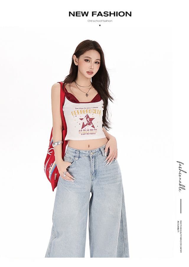 하늘색 하이웨이스트 넓은 다리 청바지 여성 아메리칸 레트로 루즈핏 슬림해 보이는 도루 센스 스트레이트 바닥 청소 바지 상세 이미지 7