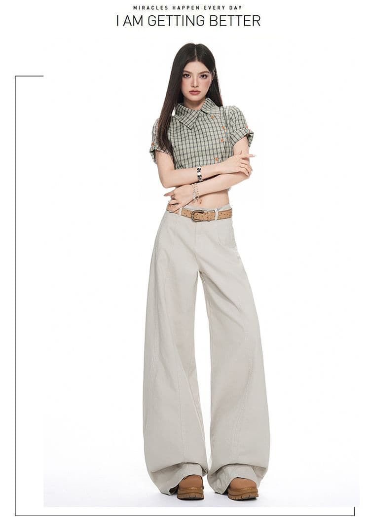 여름 새로운 얇은 스타일 아메리칸 루즈핏 넓은 다리 캐주얼 바지 도루 센스 느긋한 바람 바닥 청소 스트레이트 팬츠 아이들 상세 이미지 16