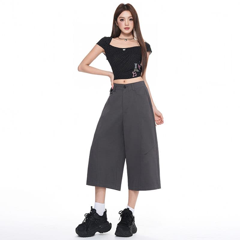 여름 새로운 다용도 7부 바지 남녀 작은 키 루즈핏 반바지 패션 넓은 다리 캐주얼 바지 아이들 이미지 2
