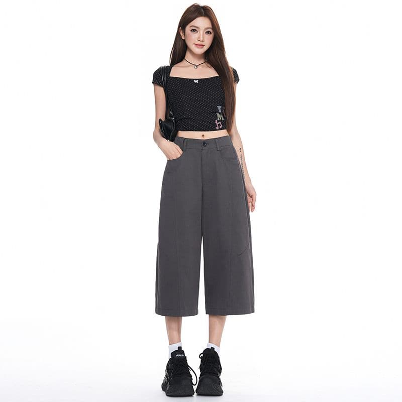 여름 새로운 다용도 7부 바지 남녀 작은 키 루즈핏 반바지 패션 넓은 다리 캐주얼 바지 아이들 이미지 3