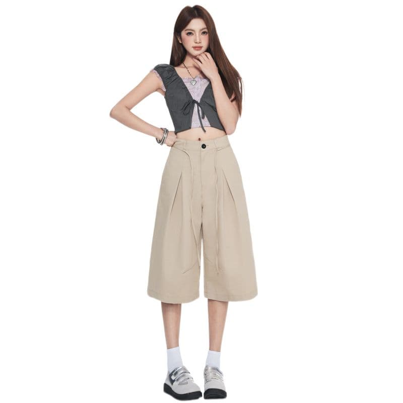 여름 새로운 다용도 7부 바지 남녀 작은 키 루즈핏 반바지 패션 넓은 다리 캐주얼 바지 아이들 이미지 4