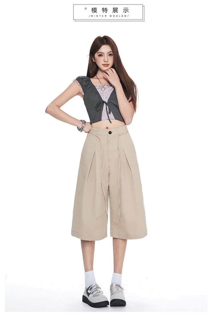 여름 새로운 다용도 7부 바지 남녀 작은 키 루즈핏 반바지 패션 넓은 다리 캐주얼 바지 아이들 상세 이미지 13