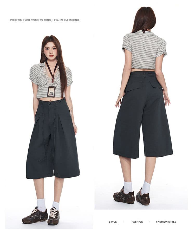 여름 새로운 다용도 7부 바지 남녀 작은 키 루즈핏 반바지 패션 넓은 다리 캐주얼 바지 아이들 상세 이미지 21