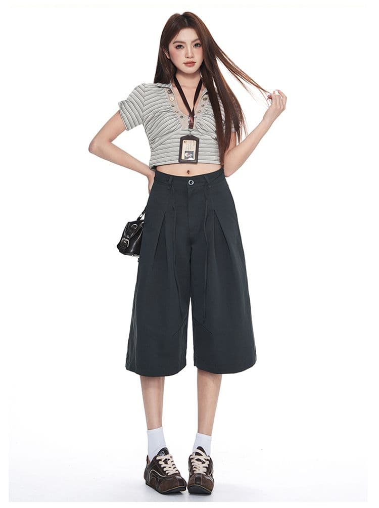 여름 새로운 다용도 7부 바지 남녀 작은 키 루즈핏 반바지 패션 넓은 다리 캐주얼 바지 아이들 상세 이미지 22