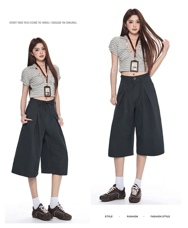 여름 새로운 다용도 7부 바지 남녀 작은 키 루즈핏 반바지 패션 넓은 다리 캐주얼 바지 아이들 상세 이미지 24