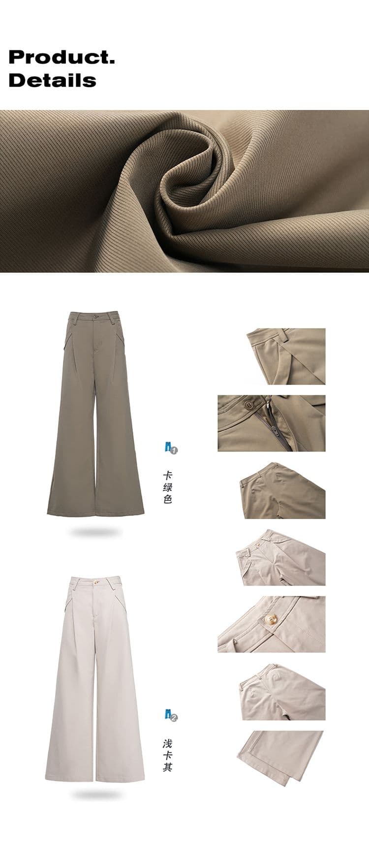 새로운 익스트림 제인 오래된 돈 바람 비스듬한 Pleat 디자인 하이웨이스트 정장 바지 여성 루즈핏 슬림해 보이는 도루 센스 스트레이트 넓은 다리 캐주얼 바지 상세 이미지 5