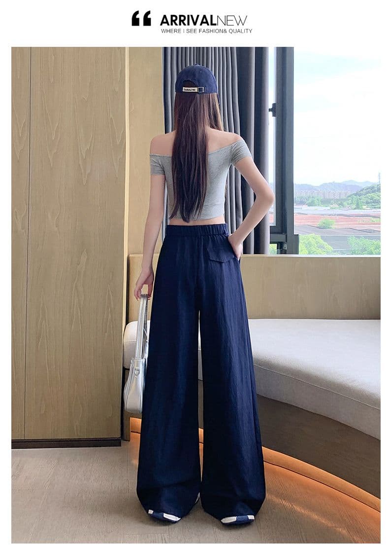 오래된 돈 바람 레트로 얼음 실크 면 린넨 도루 센스 바닥 청소 바지 여성 새로운 루즈핏 캐주얼 와이드 레그 팬츠 상세 이미지 17