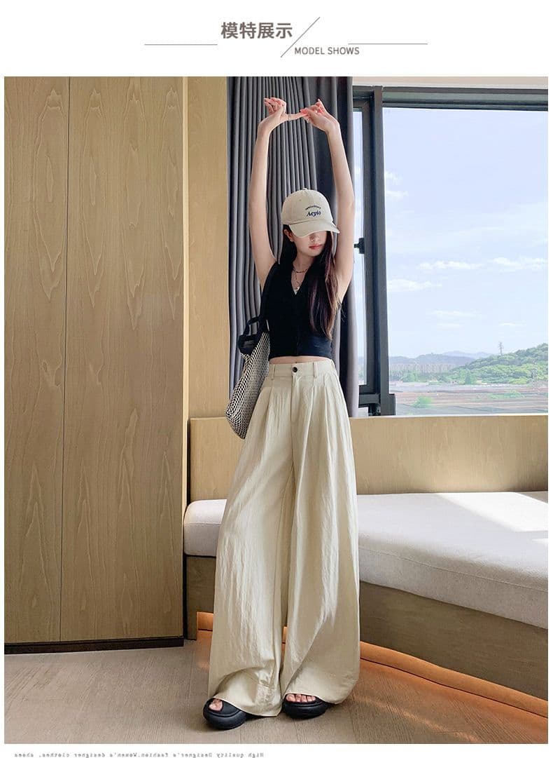 오래된 돈 바람 레트로 얼음 실크 면 린넨 도루 센스 바닥 청소 바지 여성 새로운 루즈핏 캐주얼 와이드 레그 팬츠 상세 이미지 35