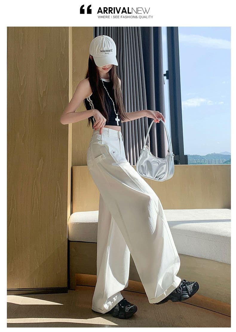 아메리칸 레트로 캐주얼 워크웨어 팬츠 새로운 통기성 얇은 재료 다용도 디자인 센스 루즈핏 넓은 다리 모통이 칼 바지 상세 이미지 29