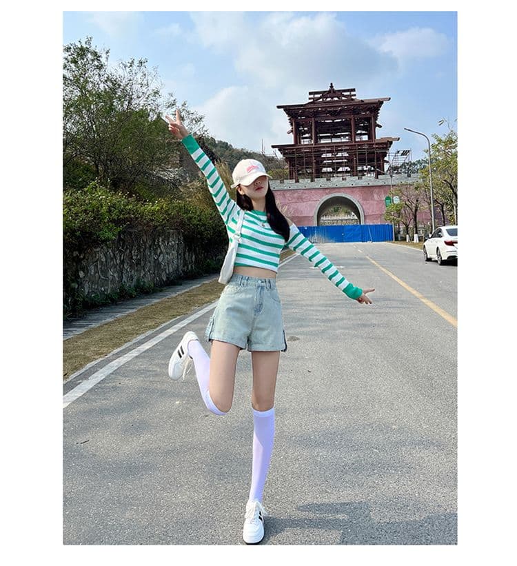 새로운 볼륨 측면 데님 반바지 여성 여름 새로운 캐주얼 연령 감소 핫 바지 하이웨이스트 슬림해 보이는 넓은 다리가 짧다. 바지 상세 이미지 14