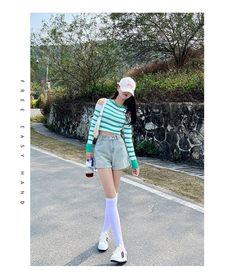 새로운 볼륨 측면 데님 반바지 여성 여름 새로운 캐주얼 연령 감소 핫 바지 하이웨이스트 슬림해 보이는 넓은 다리가 짧다. 바지 상세 이미지 16