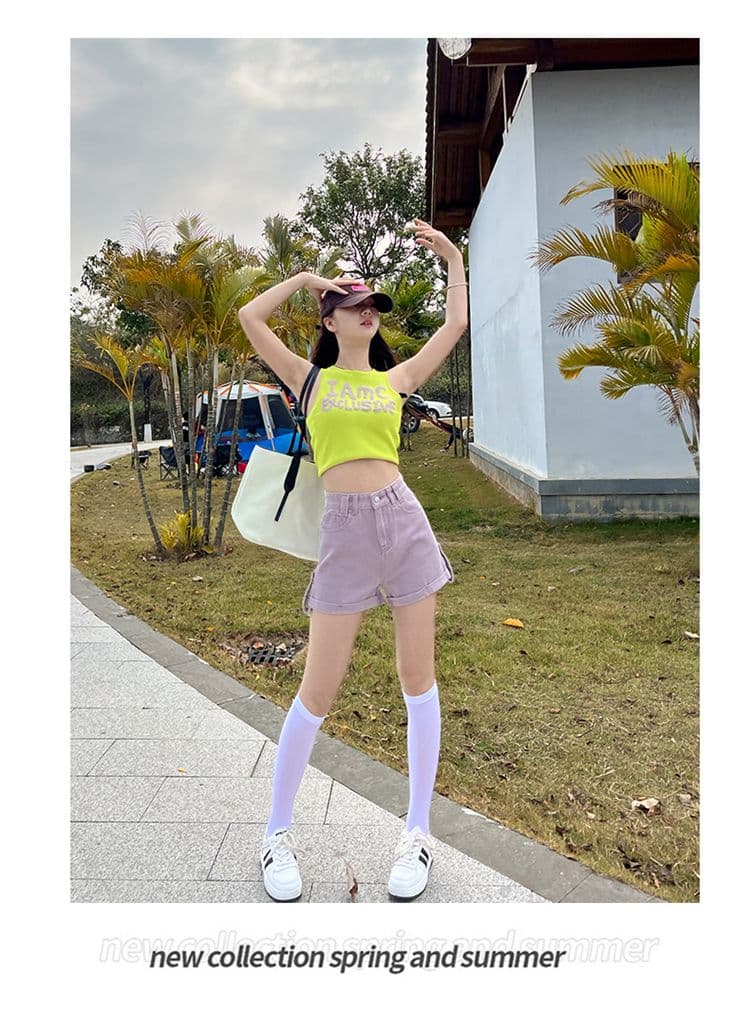새로운 볼륨 측면 데님 반바지 여성 여름 새로운 캐주얼 연령 감소 핫 바지 하이웨이스트 슬림해 보이는 넓은 다리가 짧다. 바지 상세 이미지 25
