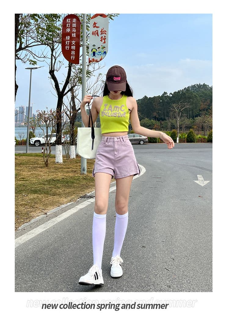 새로운 볼륨 측면 데님 반바지 여성 여름 새로운 캐주얼 연령 감소 핫 바지 하이웨이스트 슬림해 보이는 넓은 다리가 짧다. 바지 상세 이미지 28