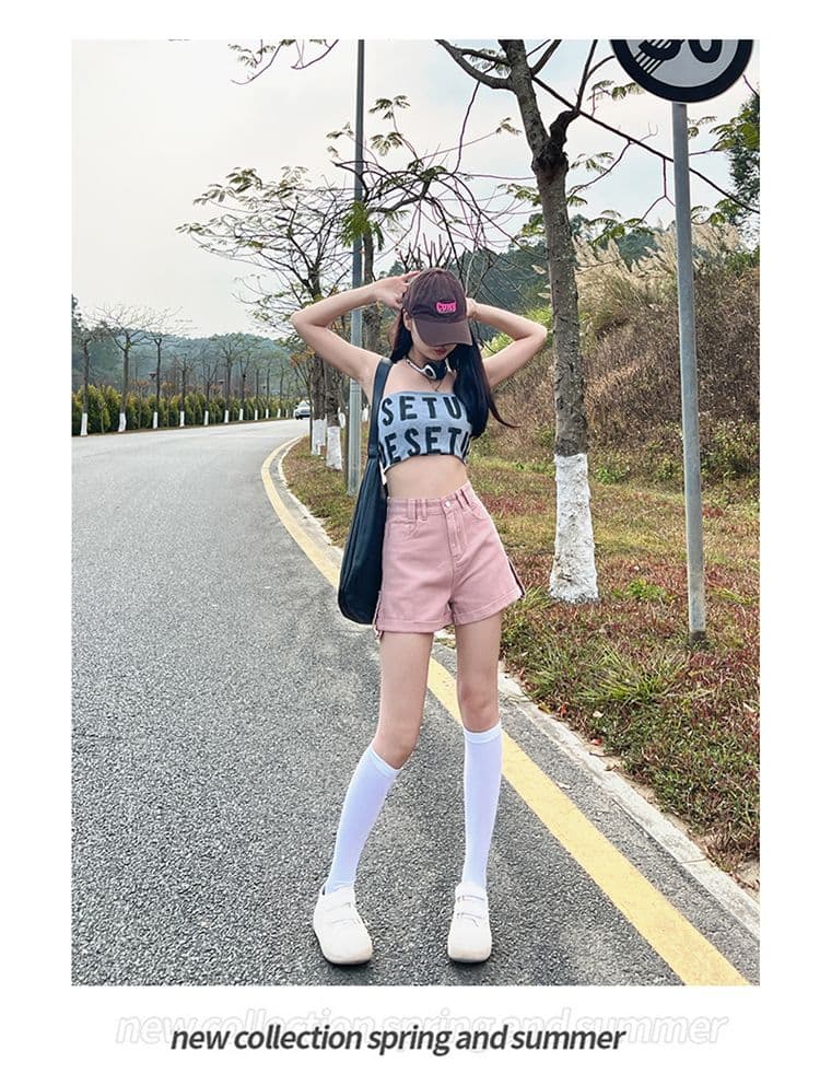 새로운 볼륨 측면 데님 반바지 여성 여름 새로운 캐주얼 연령 감소 핫 바지 하이웨이스트 슬림해 보이는 넓은 다리가 짧다. 바지 상세 이미지 34