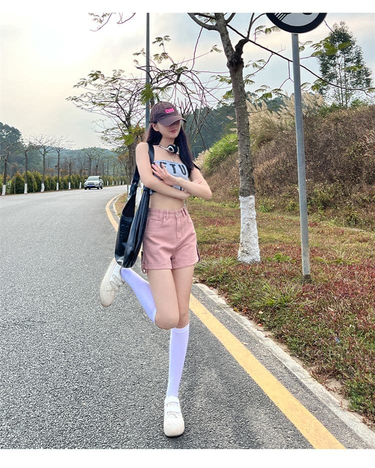 새로운 볼륨 측면 데님 반바지 여성 여름 새로운 캐주얼 연령 감소 핫 바지 하이웨이스트 슬림해 보이는 넓은 다리가 짧다. 바지 상세 이미지 35