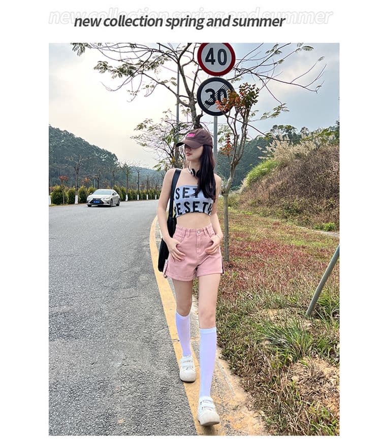 새로운 볼륨 측면 데님 반바지 여성 여름 새로운 캐주얼 연령 감소 핫 바지 하이웨이스트 슬림해 보이는 넓은 다리가 짧다. 바지 상세 이미지 38