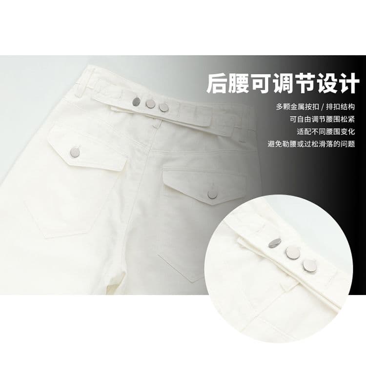 아메리칸 레트로 루즈핏 와이드 레그 팬츠 이후 부서 버클 디자인 수 있습니다. 조정 모통이 칼 바지 다용도 청바지 여성 새로운 상세 이미지 3