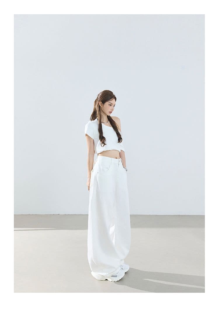 아메리칸 레트로 루즈핏 와이드 레그 팬츠 이후 부서 버클 디자인 수 있습니다. 조정 모통이 칼 바지 다용도 청바지 여성 새로운 상세 이미지 9