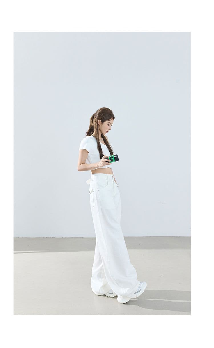 아메리칸 레트로 루즈핏 와이드 레그 팬츠 이후 부서 버클 디자인 수 있습니다. 조정 모통이 칼 바지 다용도 청바지 여성 새로운 상세 이미지 17