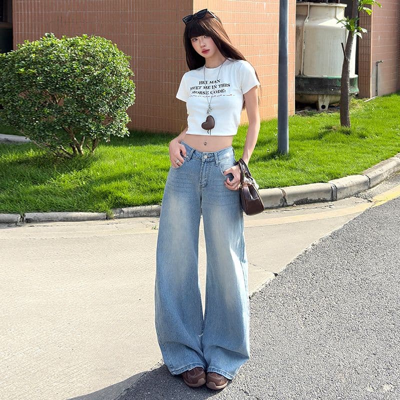 아메리칸 핫걸 모통이 칼 바지 대나무 마디 질감 무거운 작업 워시 물 슬림해 보이는 다용도 패션 캐주얼 청바지 여성 이미지 2