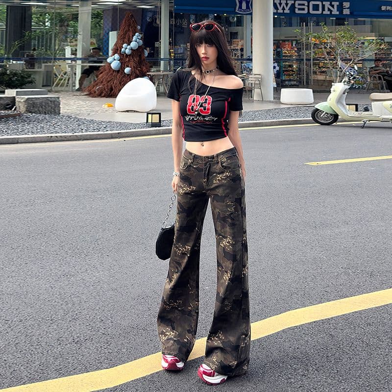 9 포인트 긴 바지 길이 연장 아메리칸 레트로 핫걸 로우 웨이스트 나팔 바지 몸매 가꾸기 슬림해 보이는 신축성 다용도 청바지 여성 이미지 2