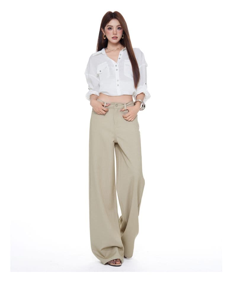 슈퍼 훌륭함 비율 가면 도루 도루 바지 이후 주머니 플립 커버 루즈핏 스트레이트 팬츠 미니멀리즘 바람 청바지 여성 상세 이미지 15