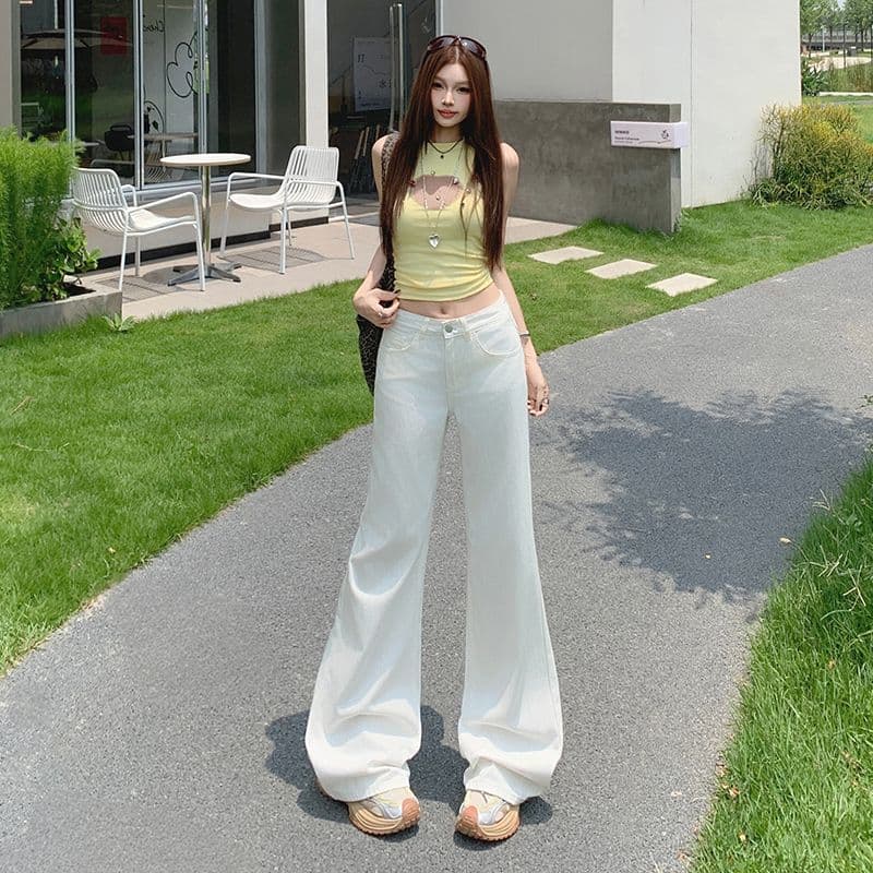 세 국방 대나무 마디 라이 경기 서울 루즈핏 없음 폭탄 마이크로 나팔 바지 시원한 통기성 편안함 대나무 마디 질감 여름 화이트 이미지 6
