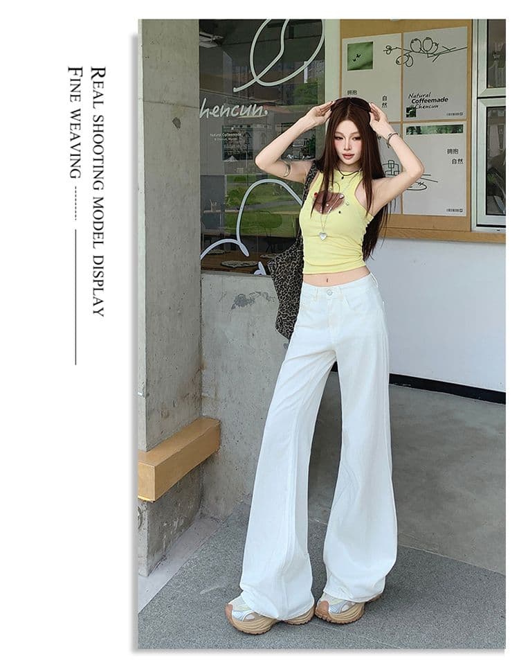 세 국방 대나무 마디 라이 경기 서울 루즈핏 없음 폭탄 마이크로 나팔 바지 시원한 통기성 편안함 대나무 마디 질감 여름 화이트 상세 이미지 18