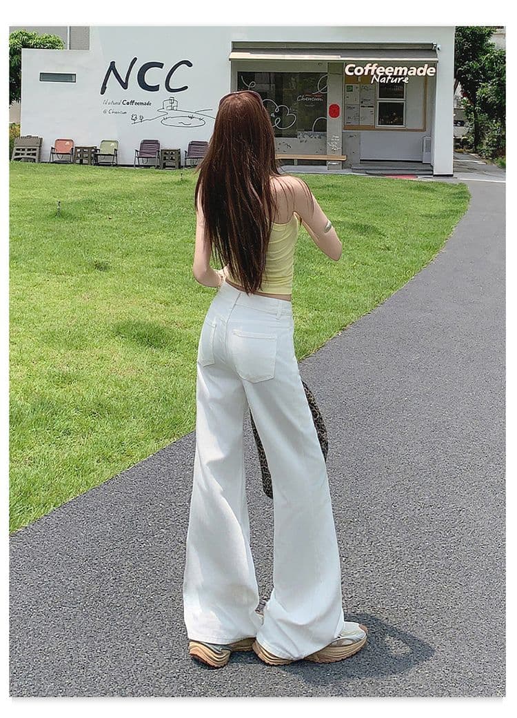 세 국방 대나무 마디 라이 경기 서울 루즈핏 없음 폭탄 마이크로 나팔 바지 시원한 통기성 편안함 대나무 마디 질감 여름 화이트 상세 이미지 22
