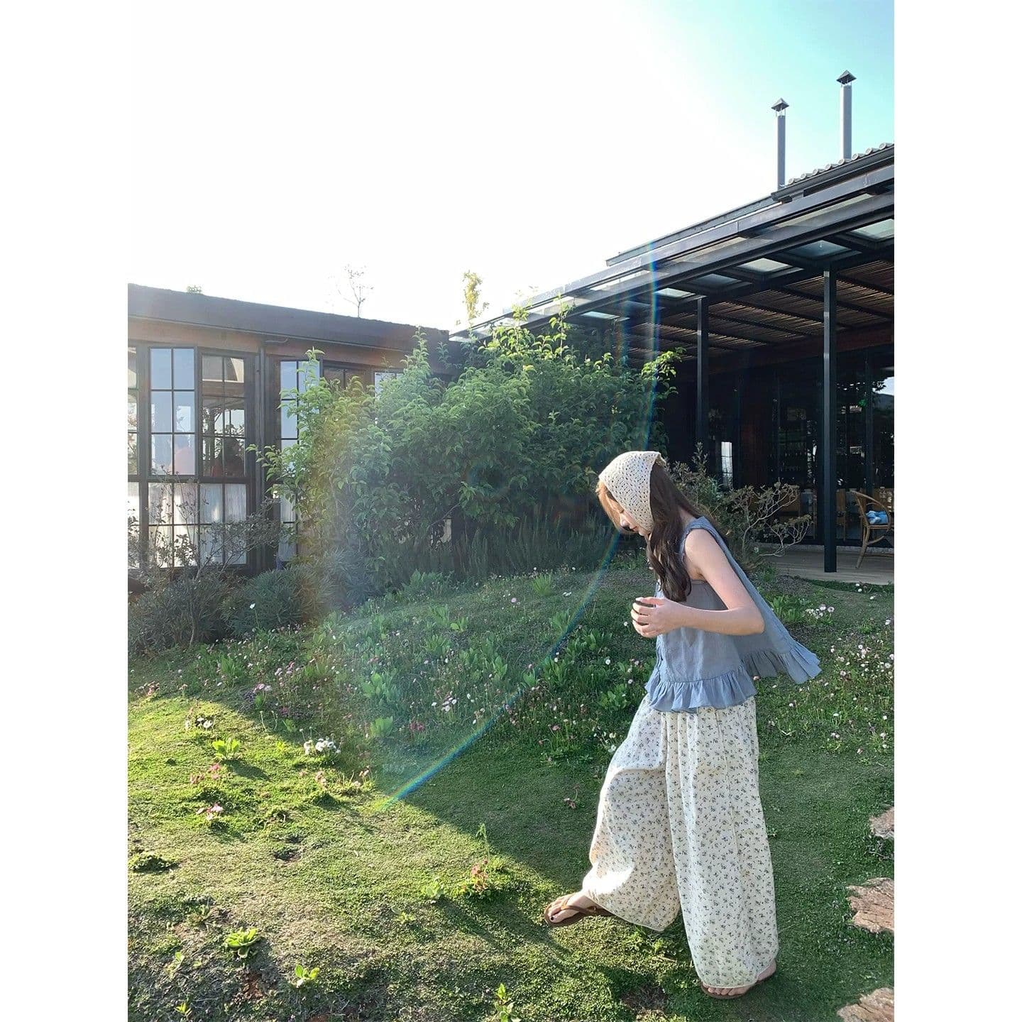 im ~까지 목면 꽃이 핌 리넨 면화 꽃무늬 바지 레이스 배기 바지 여성 넓은 다리 9부 바지 상세 이미지 12