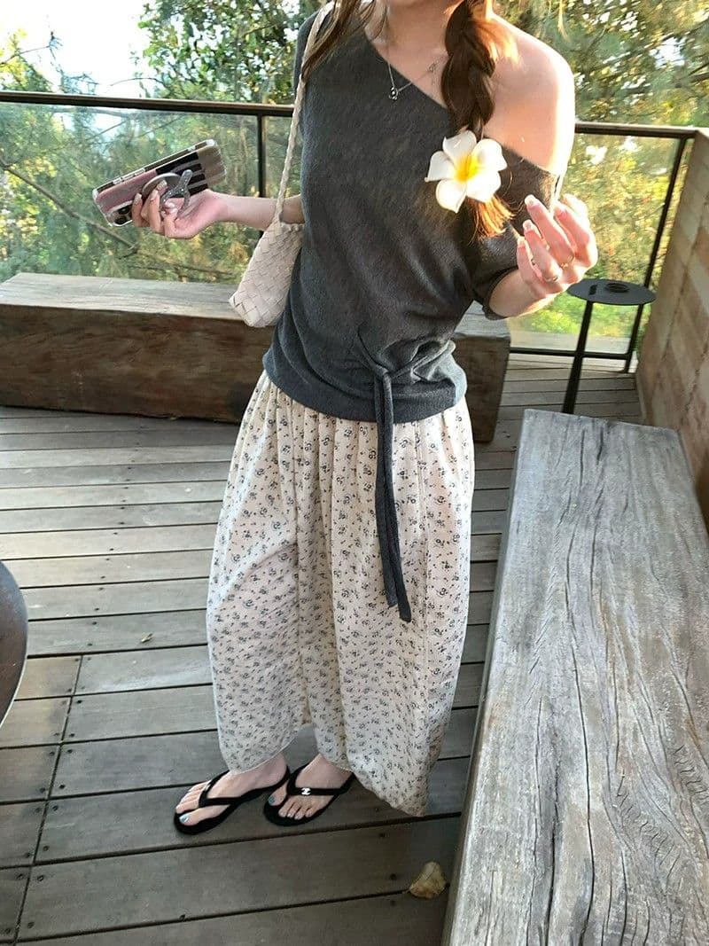 im ~까지 목면 꽃이 핌 리넨 면화 꽃무늬 바지 레이스 배기 바지 여성 넓은 다리 9부 바지 상세 이미지 35