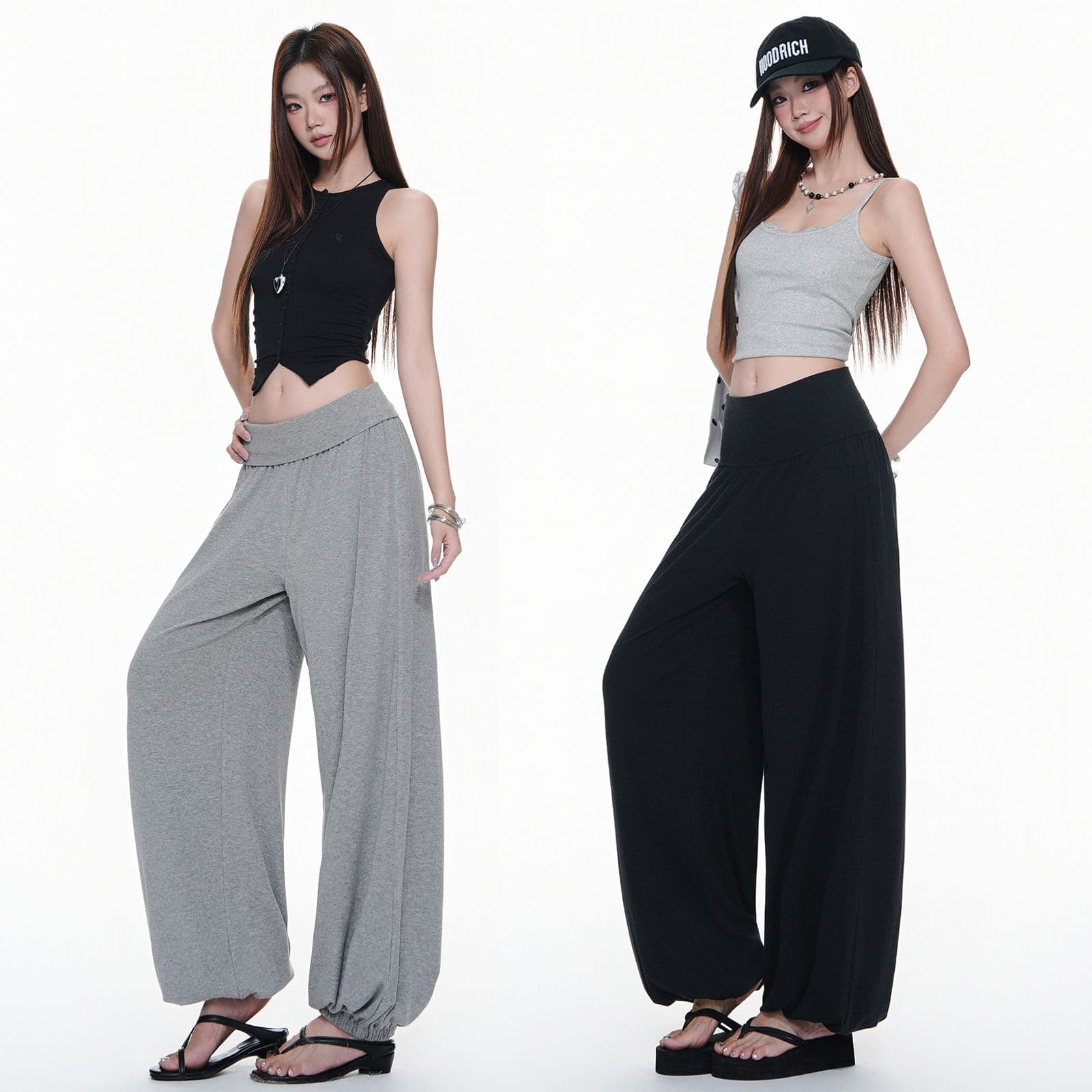 무료 호흡 바지 요가 가면 뒤집다 측면 디자인 부드러운 다시 우는 소리 다시 부담하지 마세요. 도루 도루 랜턴 니트 바지 이미지 2