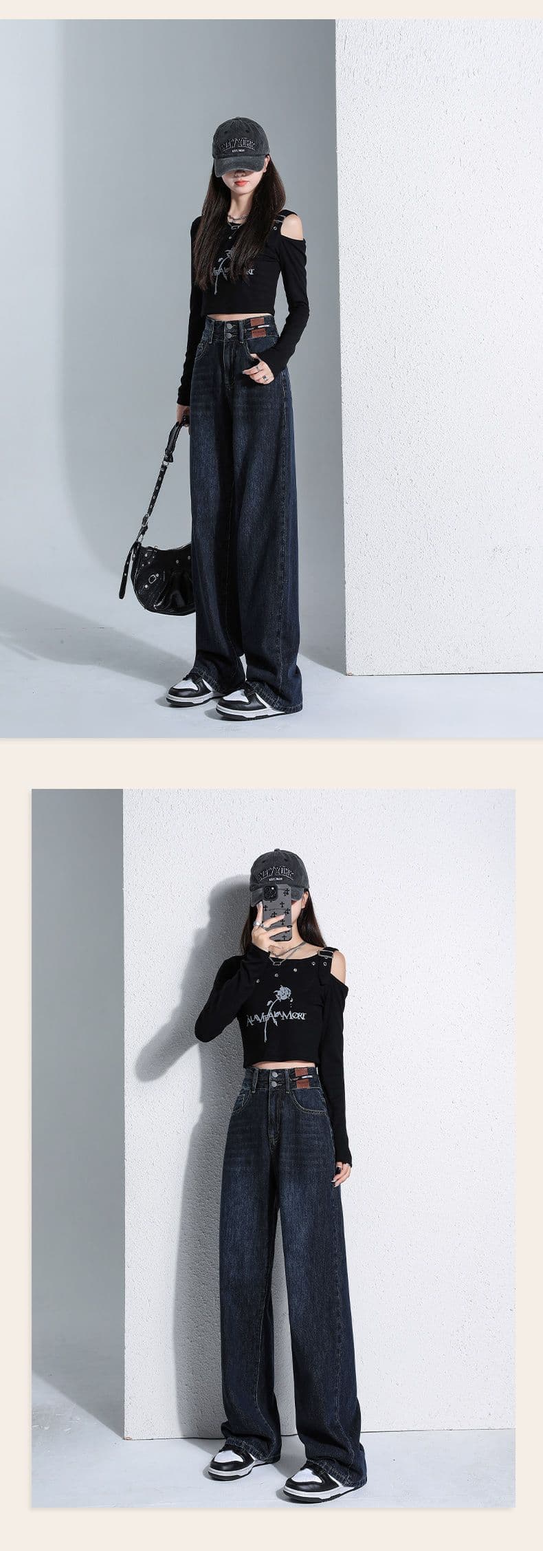 하늘색 넓은 다리 청바지 여성 슈퍼 부드러운 도루 센스 하이웨이스트 다용도 바닥 청소 바지 슬림해 보이는 작은 키 스트레이트 팬츠 상세 이미지 16