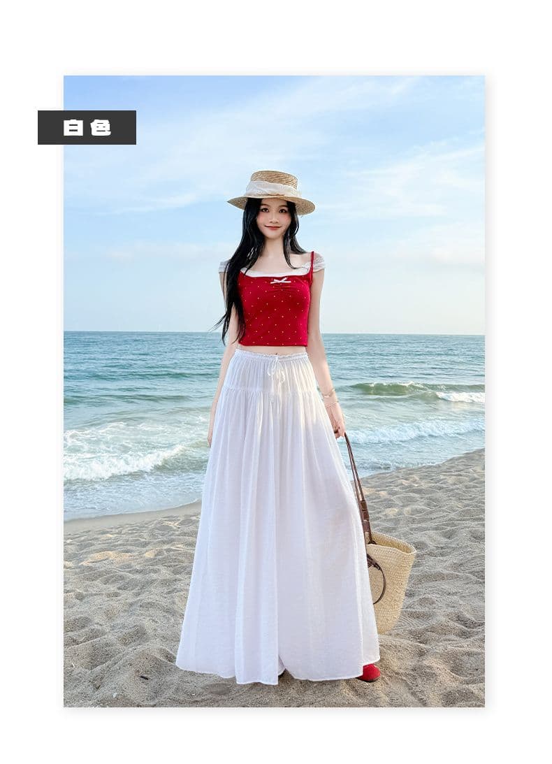 커피 색상 얼음 실크 허리밴드 레이스업 와이드 레깅스 바지 2026 여름 새로운 느슨함 루즈핏 플리츠 도루 센스 바지 상세 이미지 9