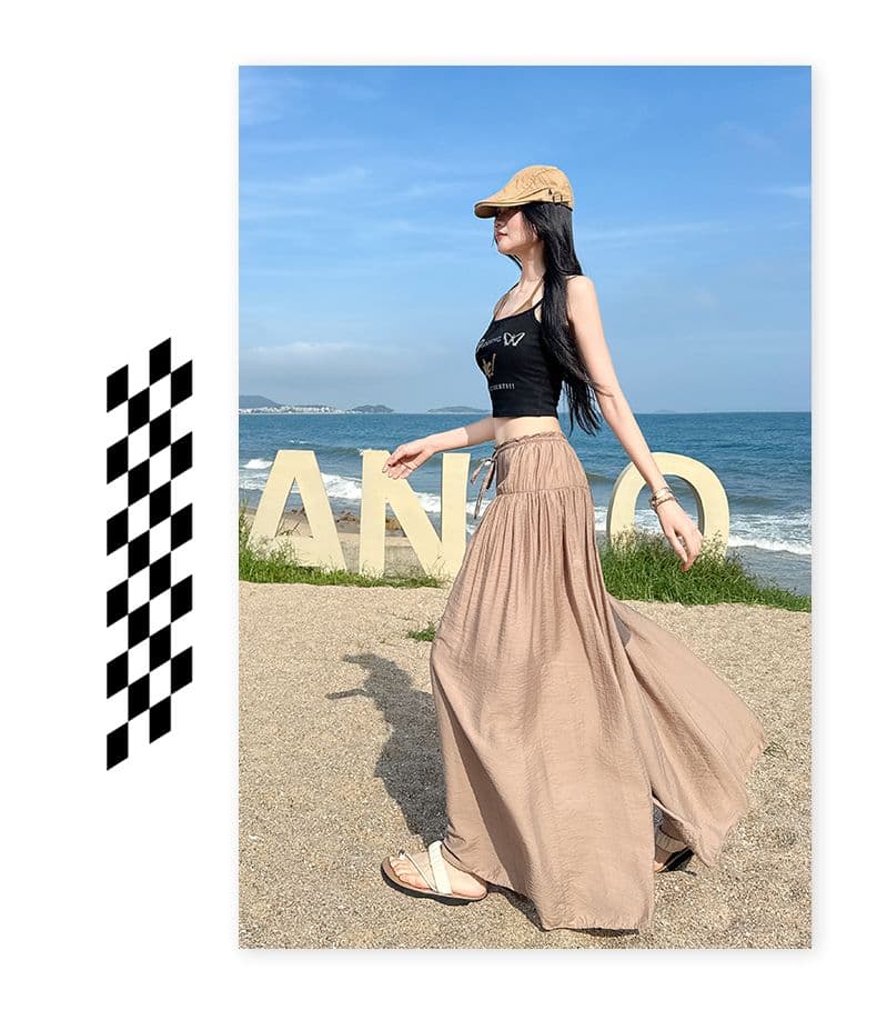 커피 색상 얼음 실크 허리밴드 레이스업 와이드 레깅스 바지 2026 여름 새로운 느슨함 루즈핏 플리츠 도루 센스 바지 상세 이미지 23