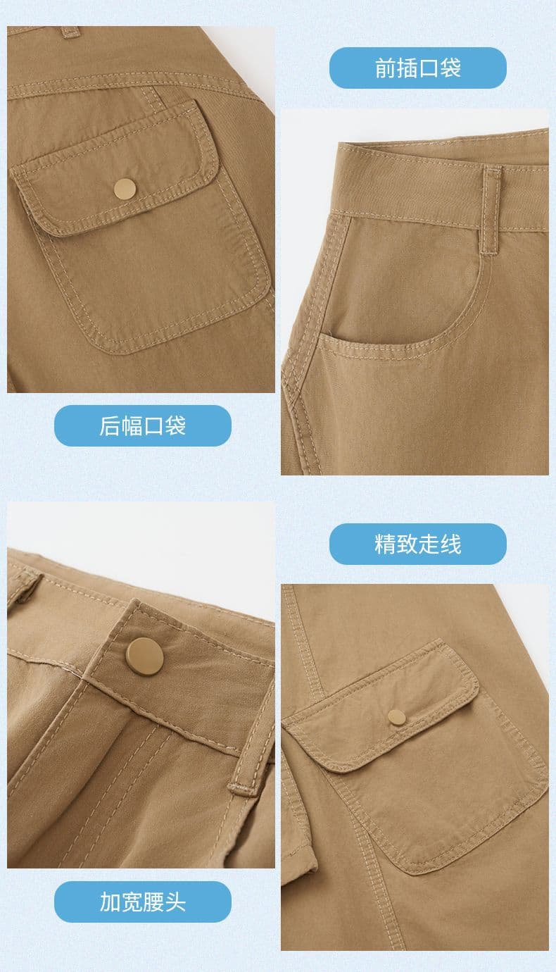디자인 센스 아메리칸 레트로 핫걸 모통이 칼 바지 다용도 슬림해 보이는 기타 주머니 넓은 다리 워크웨어 캐주얼 바지 상세 이미지 10