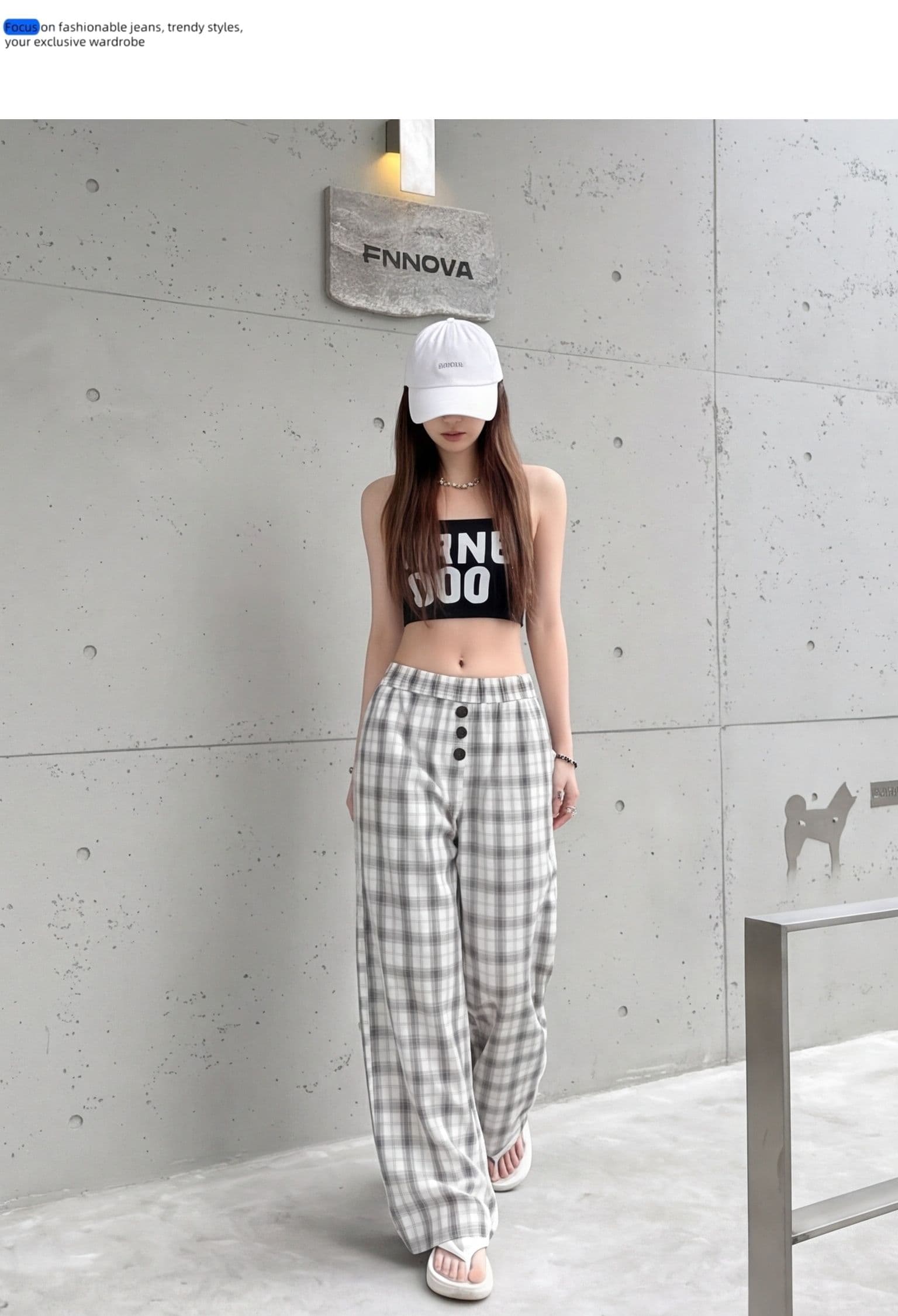 레트로 체크무늬 바지 봄 여름 조수 브랜드 주름 와이드 레그 팬츠 도루 센스 춤추기 루즈핏 캐주얼 바지 느긋한 인기 ins 상세 이미지 10