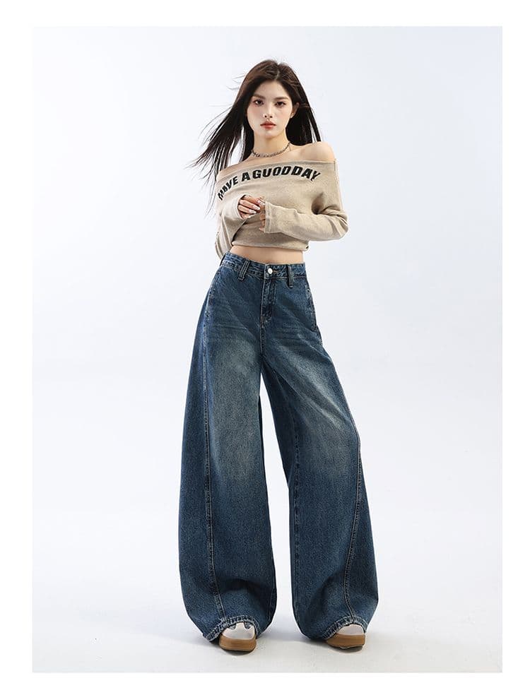 레트로 블루 청바지 여성 이른 봄 2026 새로운 루즈핏 핫걸 디자인 센스 다용도 슈퍼 화재 스트레이트 바지 상세 이미지 31