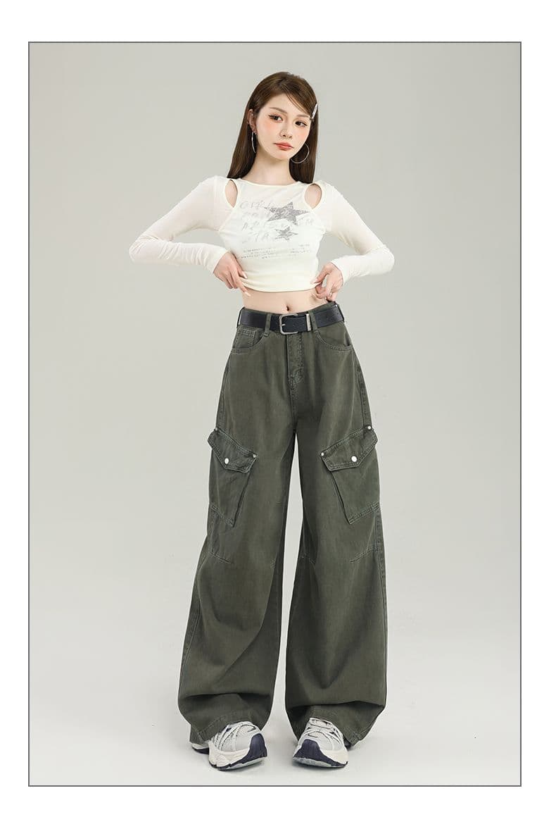 쌀 화이트 워크웨어 청바지 여성 가을 2026 새로운 아메리칸 레트로 하이웨이스트 슬림해 보이는 몸매 가꾸기 스트레이트 와이드 레그 팬츠 상세 이미지 11