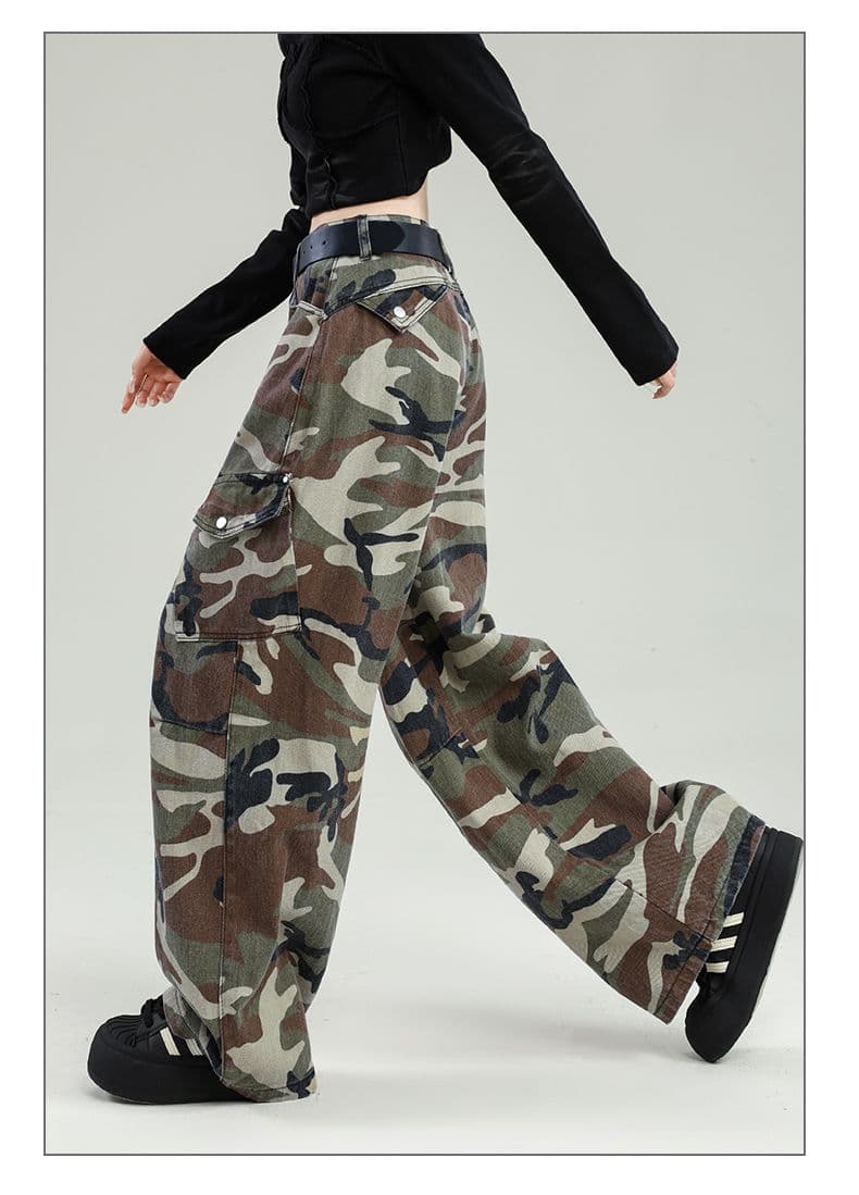 쌀 화이트 워크웨어 청바지 여성 가을 2026 새로운 아메리칸 레트로 하이웨이스트 슬림해 보이는 몸매 가꾸기 스트레이트 와이드 레그 팬츠 상세 이미지 26