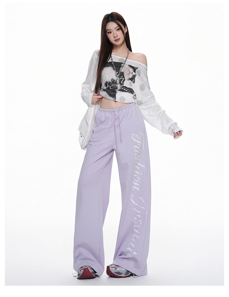 아메리칸 알파벳 캐주얼 스트레이트 팬츠 여성 펌프 로프 바지 와이드 레그 팬츠 루즈핏 슬림해 보이는 긴 바지 s-xl 상세 이미지 12